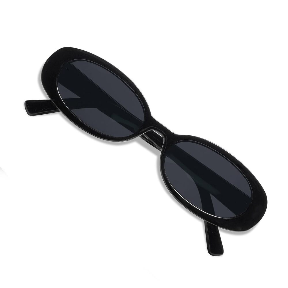 90s Sunglasses for Women Men, Retro Oval Sunglasses Narrow Eyeglasses